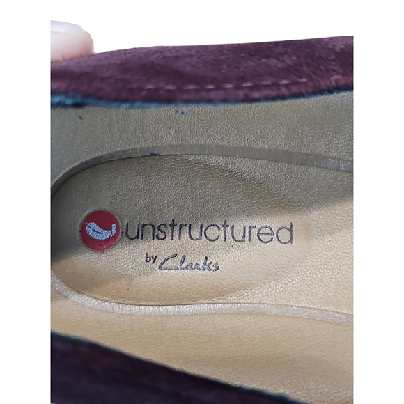 Unstructured By Clarks Aubergine Suede Loafers Women's Size 6.5 - Picture 6 of 7